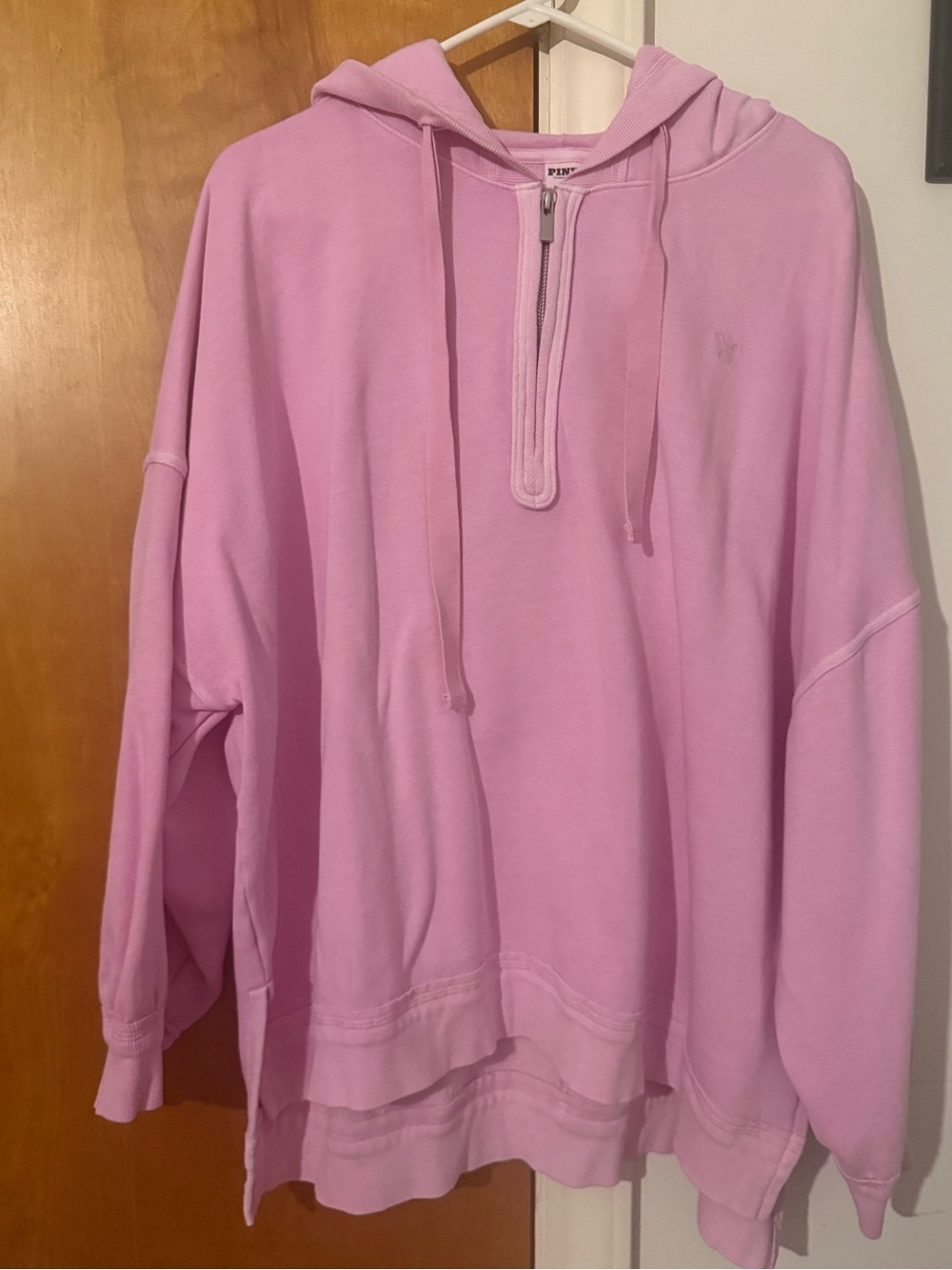 PINK Victoria's Secret Light pink(hushed Liliac) Half-Zip Hooded Sweatshirt XL